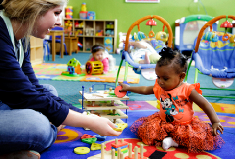 Baby playing at a daycare